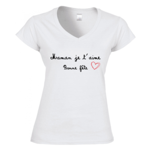 T-shirt fête des mères "Maman je t'aime" blanc ou noir